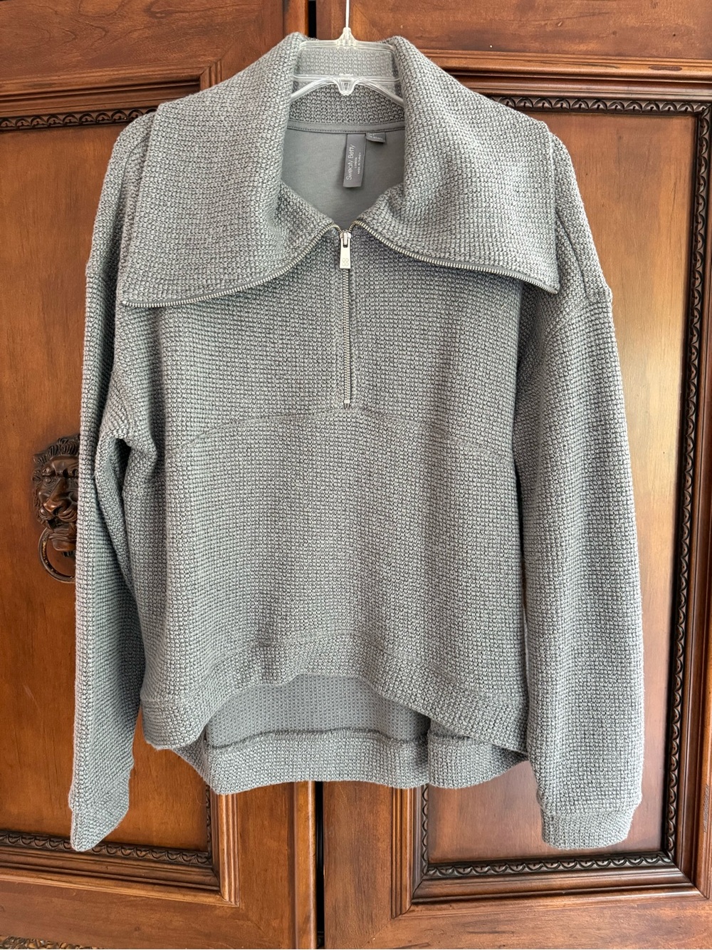 Sweaty Betty Gray Half-Zip Funnel Collar Sweater